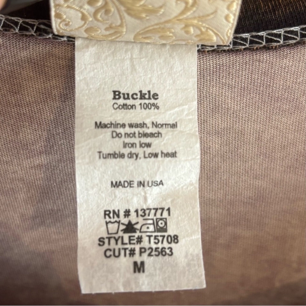 Daytrip Tiger Graphic Tee Size M Buckle Washed Brown Raglan Top Boho Western - Picture 4 of 6